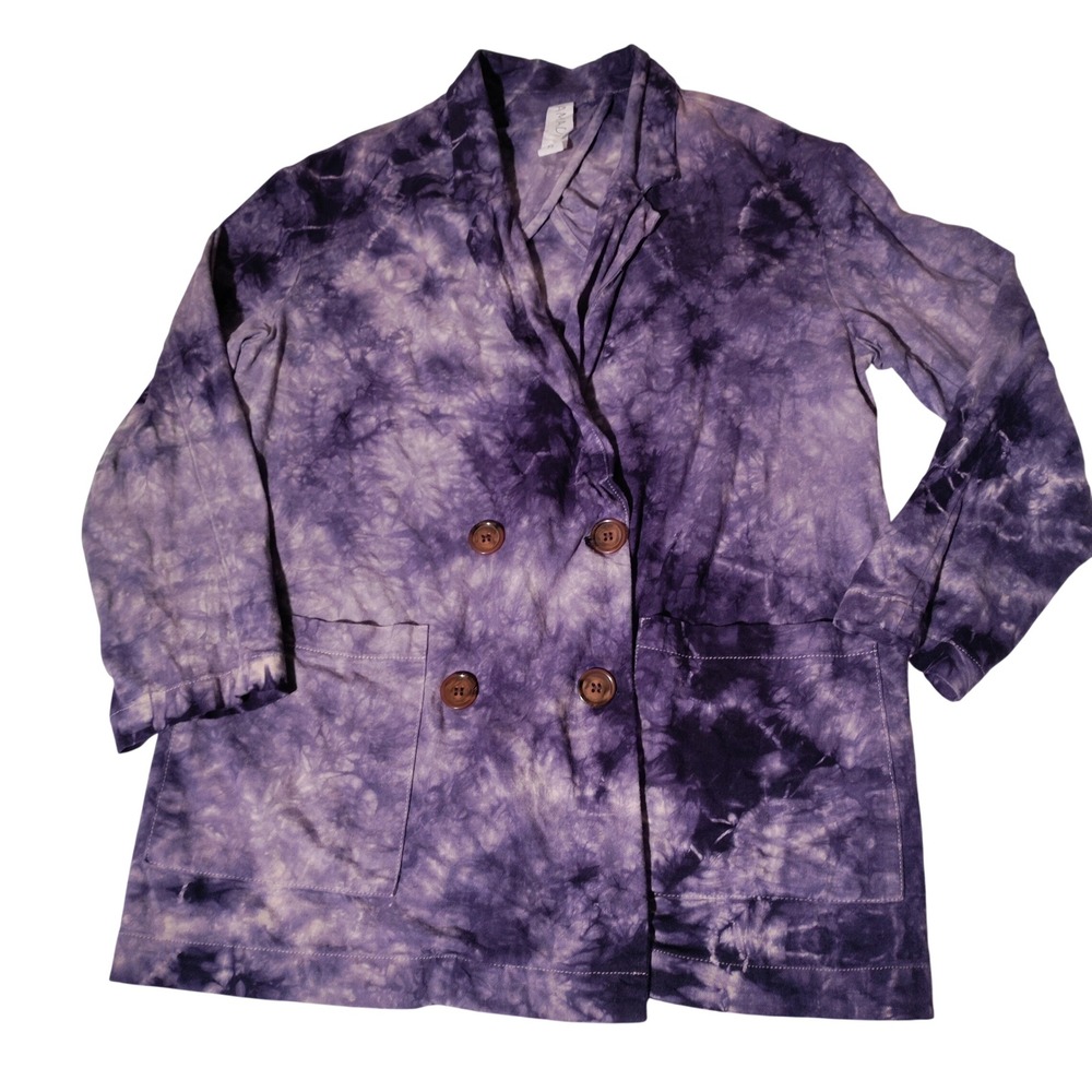 Amadi Purple Tie Dye Soft Blazer Jacket Women XS Made in USA